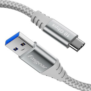 �y���������zFasgear USB-C�P�[�u�� 1.5m USB-A to Type-C 3.2 Gen2 10Gbps 3A�}���[�d PS5 Switch�Ή� ���b�V���핢 Galaxy S23 �|�[�^�u��SSD Android Auto�Ή� (�O���[)