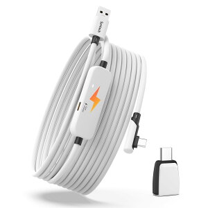 �y���������zSyntech �����N�P�[�u�� �[�d�t�� 5M Meta Quest 3S/Quest 3/2/Pico 4 Ultra�A�N�Z�T���[�ɑΉ��A������VR�P�[�u�� USB 3.0 A-C�A�_�v�^�[�t���ASteamVR�p �[�d�ƃ����N�𓯎��Ɏ��s