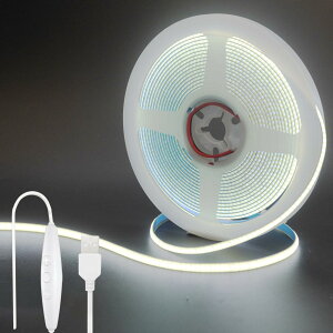 �y���������z�N���A�q���iClearhill�j5V ��5mm COB LED�X�g���b�v���C�g �����\ 2M �����F 6500K 400LEDs/M�A8W/M�ACRI90�A1500lm�A���b�L���H���ʃp�l�����C�g�X�g���b�v ��h��IP20 5�i�����A1.5m�P�[�u��