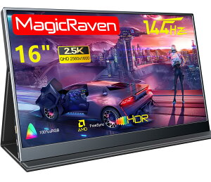 �y���������zMAGICRAVEN/KEEPTIME ���o�C�����j�^�[ 2.5K 144Hz 16�C���` �|�[�^�u���f�B�X�v���C IPS�p�l�� 16:10 QHD (2560x1600) 100%sRGB 300cd/m�P�x �������� �����^�E�y�� Type-C/mini HDMI�ڑ� PS4/XBOX/Switch/PC/Mac