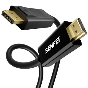 �y���������zBENFEI 2�� 4K DisplayPort - HDMI 1.8m �P�[�u���A�P���� DP 1.2 �R���s���[�^�[ to HDMI 1.4 �X�N���[�� �P�[�u�� HP�AThinkPad�AAMD�ANVIDIA�A�f�X�N�g�b�v�ƌ݊�������i�I�X-�I�X �A�t�����ɔ�