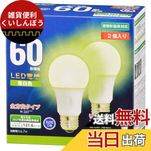 �y���������z�I�[���d�@ LED�d��(60�`����/815lm/6.7W/�����F/E26/�S�����z��260°/���`���Ή�/2����) LDA7N-G AG27 2P