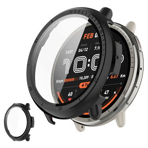 �y���������zUIUIKA For Amazfit Active 2 44mm ��p�J�o�[ Amazfit Active 2 44mm �ی�P�[�X �Z�b�g �����K���X�t�B����+���ϏՌ�PC�t���[�� �����E�Ռ��E�X�N���b�`�h�~ ���˒ጸ �w��h�~ �y�ʃX������