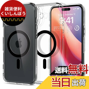 �y���������zSpigen iPhone 16 Plus �P�[�X �N���A MagSafe�Ή� �ϏՌ� �X�g���b�v�z�[�� ���ϖh�~ �o���p�[ �ČRMIL�K�i �E���g���E�n�C�u���b�h�E�}�O�t�B�b�g ACS08076 (�u���b�N)