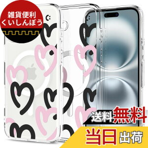 �y���������zSpigen iPhone 16 �P�[�X �N���A MagSafe�Ή� �ϏՌ� �X�g���b�v�z�[�� ���ϖh�~ �o���p�[ �ČRMIL�K�i �E���g���E�n�C�u���b�h�E�}�O�t�B�b�g ACS08278 (�n�[�g�E�u���b�N�E�s���N)