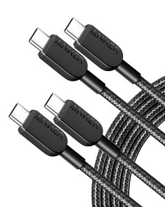 �y���������z�y2�{�Z�b�g�zAnker 310 ���ϋv�i�C���� USB-C & USB-C�P�[�u�� 60W USB PD�Ή� iPhone 16 / 15 / MacBook Pro iPad Pro iPad Air 5 Galaxy S25 Pixel LG ���Ή� (1.8m �u���b�N)