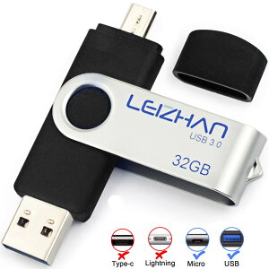 �y���������zLEIZHAN �������[�E�t���b�V���h���C�u 3.0�����]�� 64G �u���b�N ��]�� �l�C USB OTG 3.0�g�ѓd�b�p �e�ʕs������ �}�C�N���y���h���C�u Android 3.0 U�X�e�B�b�N (64GB, �u���b�N)