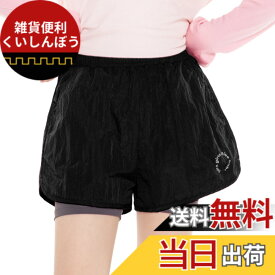 【送料無料】[Rolanko] キッズ ハーフパンツ 女の子 半ズボン フェイクツーピース ガールズ 短パン 軽量速乾 スポーツ 体操服 ブラック 160