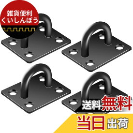【送料無料】Raonlla アイプレート パッドアイ ステンレス制 長方形 天井 フック 日除け サンシェード など用 金具 黒 4個入