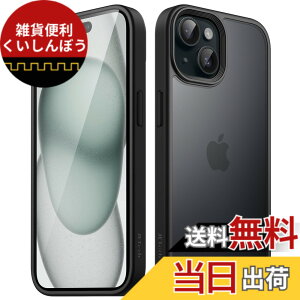 �y���������zJETech �}�b�g�P�[�X iPhone 15 Plus 6.7�C���`�p �ϏՌ����~���^���[�O���[�h�̗����h�~ ������̔������̔w�ʓd�b�J�o�[ �w��h�~ (�u���b�N)