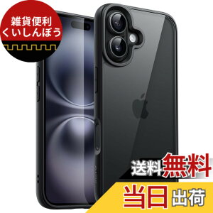 �y���������zJETech iPhone 16 Plus 6.7�C���`�p �P�[�X �ϏՌ��X�}�z�o���p�[�J�o�[ �\���b�h�J���[ �}�b�gTPU�t���[�� �����h�~ �N���A�o�b�N (�u���b�N)