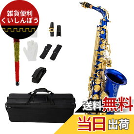 【送料無料】Btuty Eb アルトサックス ブラス E フラットサックス 802 キータイプ木管楽器 クリーニングロッド付き 布手袋 ストラップ パッド入りケース… 色：ブルー