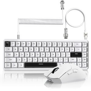 �y���������zMAMBASNAKExATTACK SHARK X65HE+R1 �Q�[�~���O�L�[�{�[�h�}�E�X�Z�b�g 65% ���C�����s�b�h�g���K�[ RGB 8K�|�[�����O���[�g / ���y��59g �����}�E�X PAW3311 18000DPI 2.4G/Bluetooth / 0.125ms���C�e���V
