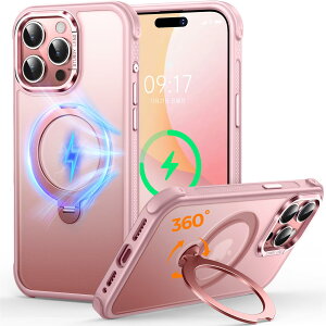 �y���������ziPhone 12/13/14/15/16 ���^ �P�[�X 360�x��]�X�^���h �F�F�s���N�A�T�C�Y�FiPhone 15 Pro