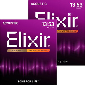 �y���������zElixir �G���N�T�[ �A�R�[�X�e�B�b�N�M�^�[�� NANOWEB 80/20�u�����Y �y�������K�i�z �F�F2�Z�b�g�A�T�C�Y�FHD Light .013-.053