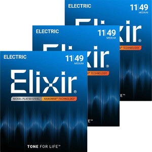 �y���������zElixir �G���N�T�[ �G���L�M�^�[�� NANOWEB �y�������K�i�z �F�F3�Z�b�g�A�T�C�Y�FMedium .011-.049