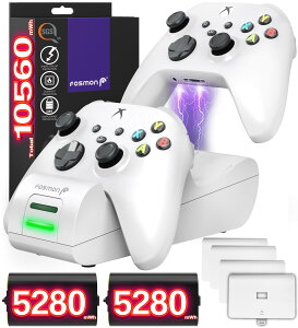 �y���������zFosmon Dual 2 Max �[�d �X�^���h Xbox Series X/S(2020), Xbox One/One X/One S Elite �Ή� �R���g���[���[ �[�d��, (�u�������[�d |2�䓯���[�d) 2�Z�b�g�[�d�r �ŏ��e��2200mAh LED�C���W�P�[�^�}��