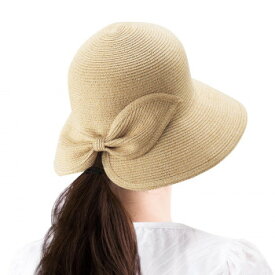 【送料無料】UVカット率95％ 紫外線対策 uvカット帽子 レディース！ブレードハット ハーフリボン ベージュ