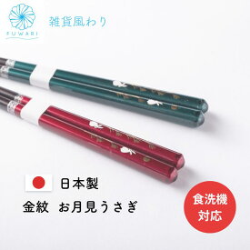 【 箸 食洗機対応 おしゃれ 日本製 国産 若狭塗 ペア かわいい ギフト 】プレゼント うさぎ 金紋 お月見うさぎ 天然木 若狭塗箸 すべり止め きれい 贈り物 誕生日 父の日 母の日 敬老 還暦 喜寿 米寿 銀婚式 金婚式 普段使い 白うさぎ 和食 洋食 送料無料 メール便対応