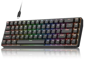 DIERYA DK68C ���s�b�h�g���K�[ ���J�j�J���Q�[�~���O�L�[�{�[�h ���C�X�C�b�`�L�[�{�[�h RGB�o�b�N���C�g �L��Type-C �R���p�N�g 68�L�[ �S�L�[���Փ� Windows/Mac/Linux�Ή� �p��z�� (�u���b�N)