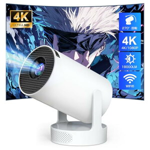 �v���W�F�N�^�[ �ƒ�p �y2026�ŐVAndroid TV���ځ�270°��]�zBluetooth5.4 HiFi�X�s�[�J�[���� 18000LM �Z�œ_ �v���W�F�N�^�[ ���^ �V�� 1080P Wi-Fi6 4K�Ή� ������`�␳ ����ȒP projector IOS/Android/�p�\