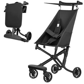 Alalica ベビーカー B型 軽量コンパクト (3.5kg) ワンタッチ折り畳み 高炭素鋼フレーム 耐荷重40kg 新生児〜幼児対応 baby stroller ブラック/パープル 丸洗い可 日本語説明書付き (ブラック+日よけフ