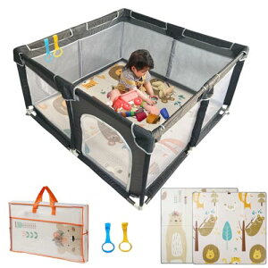 xr[T[N vC}bgt 120x120cm Ԃ  t xr[tFX ܂肽 baby playpen qT[N gȒP \ [obOt {玙 qVїp (O[+120 x 1