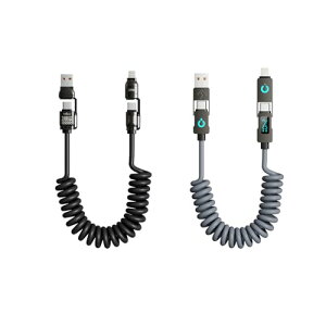 S̓{ MSL FORCE XvOP[u 2m USB-A+C to USB-C+Lightning PD240W 480Mbps 4in1-240 ubN