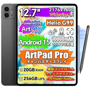 TECLAST ArtPad Pro ^ubg 12C` Helio G99 2K IPSʁAX^CX T-PentAPD30W}[d+10000mAhA20GB+256GB+1TBgAAndroid 15^ubg 12.7C` d/z[/ZT[ Widevine L1+GMS+4G LTE+Wi