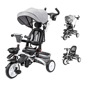 Thinkmax 子供三輪車 ベビーカー 5in1 折りたたみ 舵取り機能 乗用玩具 超軽量 乗り物 組み立て簡単 1〜5歳 出産祝い ブラック