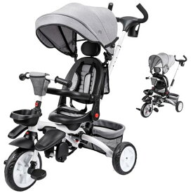 Thinkmax 子供三輪車 ベビーカー 5in1 舵取り 乗用玩具 折りたたみ 組み立て簡単 1〜5歳 出産祝い プレゼント ブラック