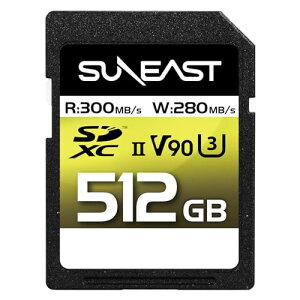 SUNEAST SDXC�J�[�h 512GB �ő�300MB/s UHS-II V90 pSLC U3 4K 8K ULTIMATE PRO �v���t�F�b�V���i�� �������[�J�[�h SE-SDU2512GA300