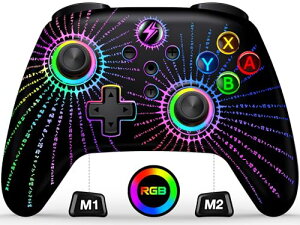 Switch �R���g���[���[ �}�N���v���O�����ҏW 8�FRGB���C�g �X�C�b�` �R���g���[���[ 3�K�i�A�ˋ@�\ ���� �v���R�� �W���C���Z���T�[ 4���x���U�� �X���[�v���� �w�ʃ{�^���t�� Switch/Switch Lit