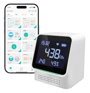 ���������[�J�[ �����T�[�o�[�� �����N�W���p�� CO2 �Z���T�[ eAir3 �f�W�^�� �����x�v ��_���Y�f�Z�x�v ���C�����X �[�d�� �펞���d�� �����x NDIR���� �X�}�z�A�� LCD��� ���v�@�\ Wi-Fi �Ή�