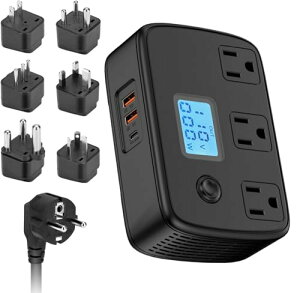 COspψ 220V110V ~gxRo[^[ g 250WΉbCOpdϊA_v^[ ACRZg3{}[d(PD30WUSB-C^QC3.0 USB-A)bLCDd\b6}`ϊvOt