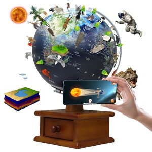 FUN GLOBE nV qpAR ׂnV a25cm { 3DŊwׂ 360°]\ ~K LEDCgt AR\僂W[ 3WAY mߋ h VŵjɃv[g (109-Blue)ip