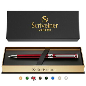 Scriveiner �{�[���y�� �ō��� �N���[���d�グ �V���~�b�g �����t�B�� �ō��̃{�[���y���M�t�g�Z�b�g �j�� �r�W�l�X�}�� ���� �I�t�B�X�ɍ� Deep Crimson Ballpoint Pen