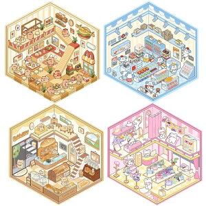 3D �n�E�X�X�e�b�J�[ ���i�V�[�� ���� ���������̓X 4�_�Z�b�g DIY�R���[�W���f�� ���~�j�`���A�͌^ �蒠 �V�[�� ���� �蒠�f�ރp�b�N �������Ȏ蒠�f�ރp�b�N ����� �X�g���X���� �v