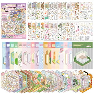 3D �n�E�X�X�e�b�J�[ ���i�V�[�� ���� ���l�ȃV�[�� ���R�ɑg�ݍ��킹 DIY�R���[�W���f�� ���~�j�`���A�͌^ ���� �蒠�f�ރp�b�N �������Ȏ蒠�f�ރp�b�N ����� �X�g���X���� �v���[