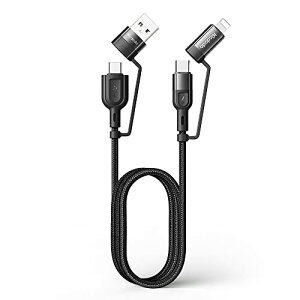Mcdodo 4in1 [dP[u usb c 1.2m P[u 3A }[d QC 3.0 PD60W f[^] RlN^ iC҂ CgjO/^CvC { for Type-C/iPhone Ή (ubN)