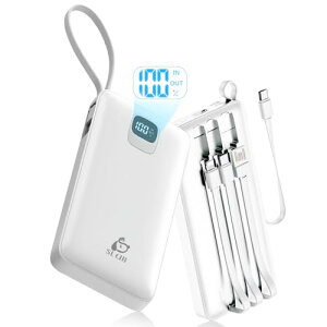 ���o�C���o�b�e���[ 30000mAh 4�P�[�u������ 3���� �p���[�o���N �X�}�z�[�d�� LCD�c�d�ʕ\�� �����^�ѕ֗� PSE�F�؍� iPhone/iPad/Android�e��K�p(�z���C�g)