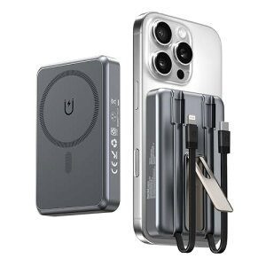 MagsafeΉoCobe[ 16800mAh eʁyP[uE4䓯[dzy PD22.5W+15WCX}[d X^ht LEDcʕ\ Type-Co͌p }Olbg }OZ[t[d iPhone