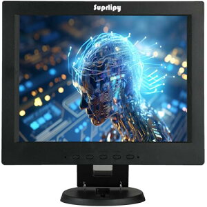 Suprlipy 12�C���` TFT LCD�h��CCTV���j�^�[ 800x600 4:3 �𑜓x �J���[�f�B�X�v���C�X�N���[�� HDMI/VGA/AV/BNC/MIC USB�|�[�g�Ή� �����R�� �������E�h�X�s�[�J�[�t�� �Ď��J�����p