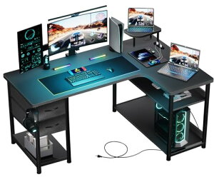 GTRACING �Q�[�~���O�f�X�N �p�\�R���f�X�N L�� �J�[�{���� �R���Z���g�t�� �����o���t�� ���b�N ���j�^�[�A�[���Ή� �I�������߉\ �Q�[���f�X�N ���^���j�^�[�� �z���� �E�I DL004 Black ��140c