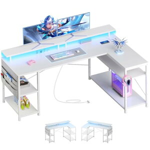 YeTom l���f�X�N LED���C�g�t�� �Q�[�~���O�f�X�N ��130cm �p�\�R���f�X�Npc�f�X�N �R�[�i�[�f�X�N �I�������߉\ ���[�ܕt�� L���^ PC �׋��� ��� �ݑ�Ζ� �����[�g���[�N �Q�[�� ���֔���