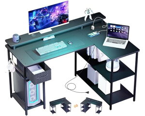 VARNIC �Q�[�~���O�f�X�N �p�\�R���f�X�N L���^ ���E�g�ݑւ��\ �d���^�b�v�t�� �z�����t�� pc�f�X�N �I�t�B�X�f�X�N 115cm����*80cm���s*75cm���� ���j�^�[��t�� �����I�� �����o���t�� ��