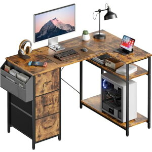 HLFURNITURE l���f�X�N �p�\�R���f�X�N �I�������߉\ ��120cm �����o���Ǝ��[�|�P�b�g�t���̃R�[�i�[�e�[�u�� �׋��� ��Ɗ� L���^ �g�ݗ��Ă��ȒP �I�t�B�X��ƒ�ł̎g�p�ɓK���Ă��܂� (