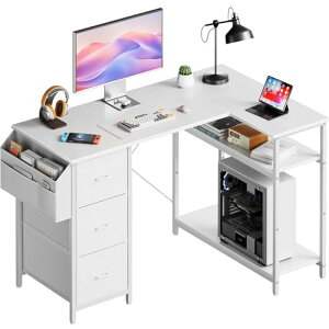 HLFURNITURE l���f�X�N �p�\�R���f�X�N �I�������߉\ ��120cm �����o���Ǝ��[�|�P�b�g�t���̃R�[�i�[�e�[�u�� �׋��� ��Ɗ� L���^ �g�ݗ��Ă��ȒP �I�t�B�X��ƒ�ł̎g�p�ɓK���Ă��܂� (