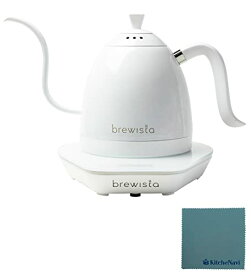 Brewista ブリューイスタ 【世界のバリスタが愛用】 電気ケトル 温度調節機能付 コーヒー ドリップ ケトル クロス付き (ピュアホワイト 0.6L)