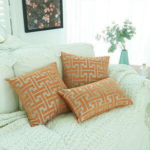 YunJeude �N�b�V�����J�o�[ 50x50cm �V�F�j�[�����n �􉽊w�͗l �� ������� �_�炩���k�� ���� �s���P�[�X �� �֎q �C���e���A���� 2���Z�b�g (�I�����W, 50x50)